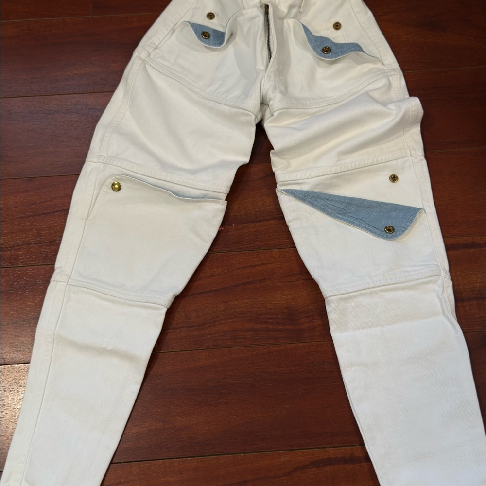 Stylish White and Blue Women's Skinny Pants